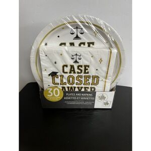 Law School Graduation Plates & Napkins Black White Set 30 Each NEW